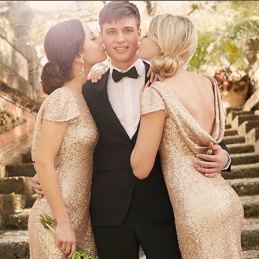 NEW Sorella Vita Gold Sequin Prom/Bridsemaid Gown